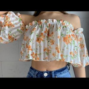 Floral Off Shoulder Crop Top